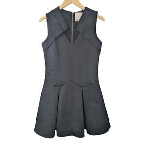 Prose & Poetry Black Structured Textured Fit and Flare Sleeveless Mini Dress